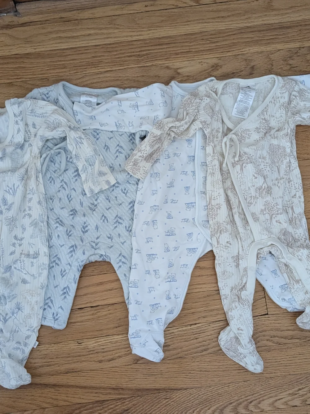 Bundle Neutral Print Baby One-Piece Footed Romper - 3 Pack